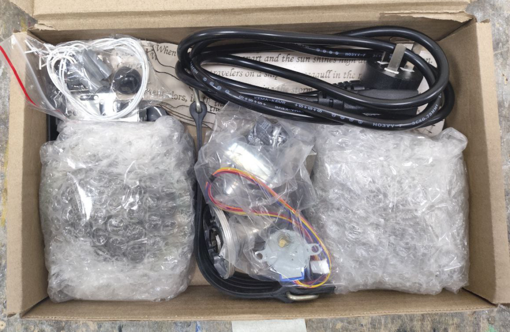 The packed spare-parts kit that ships together with the quest